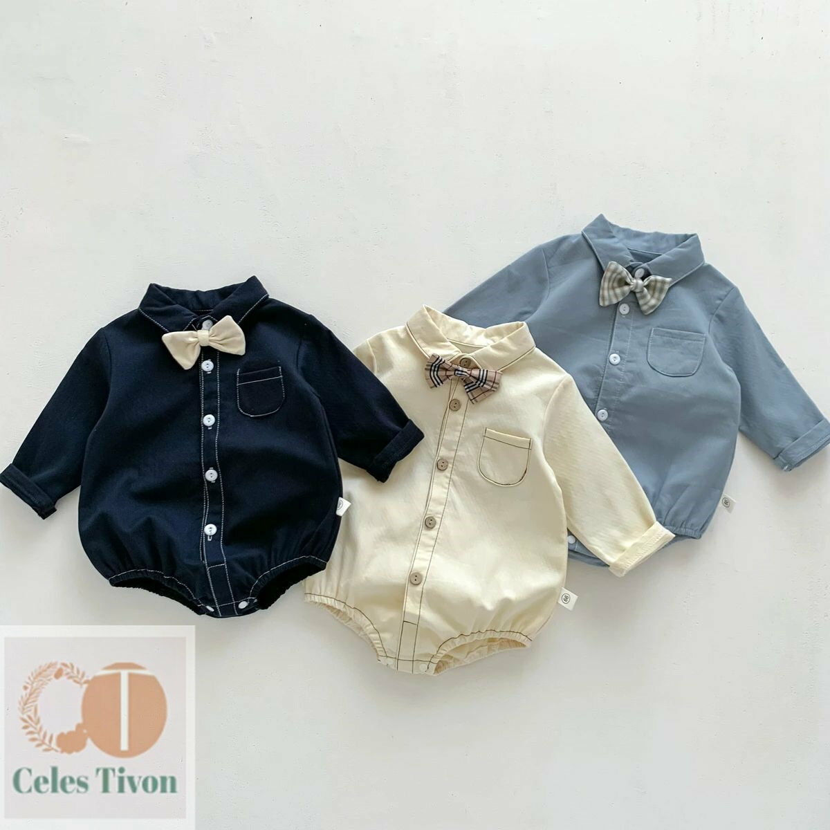 ロンパース 男の子 前開き 前びらき 長袖 ベビー ベビー服 フォーマル 結婚式 ハーフバースデー お宮参り セレモニー 百日祝い スタジ..