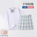 学生服 チャックスカート ショットスカート シャツ プリーツスカート チェック柄 半袖 女子 白 洗える 無地 カッターシャツ 制服 子供 女の子 お受験 面接...