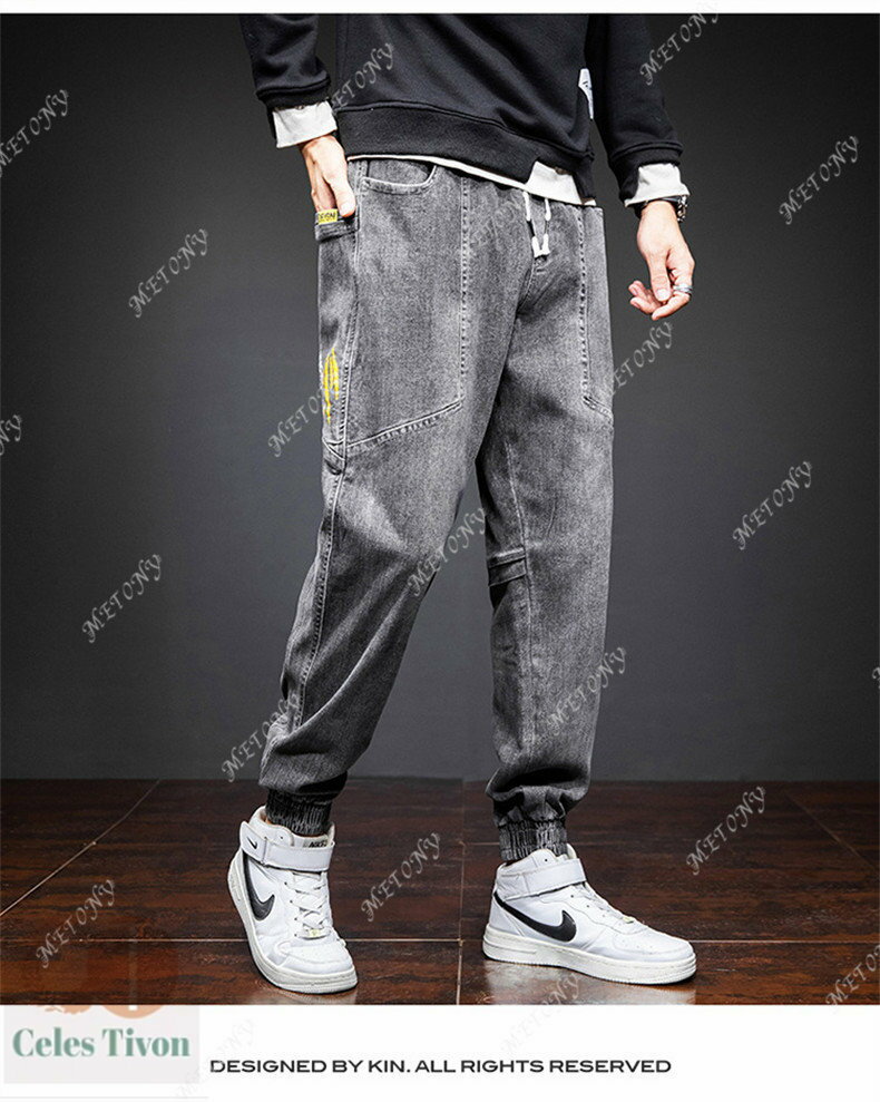 ジーンズ メンズ 男 パンツ ズボン 長パンツ 10分丈 ゆったり ブルー ブラック ケミカルウォッシュ 大きいサイズ メンズ ケミカルウォッシュ デニムパンツ ジーンズ デニム 脚口伸縮性ある