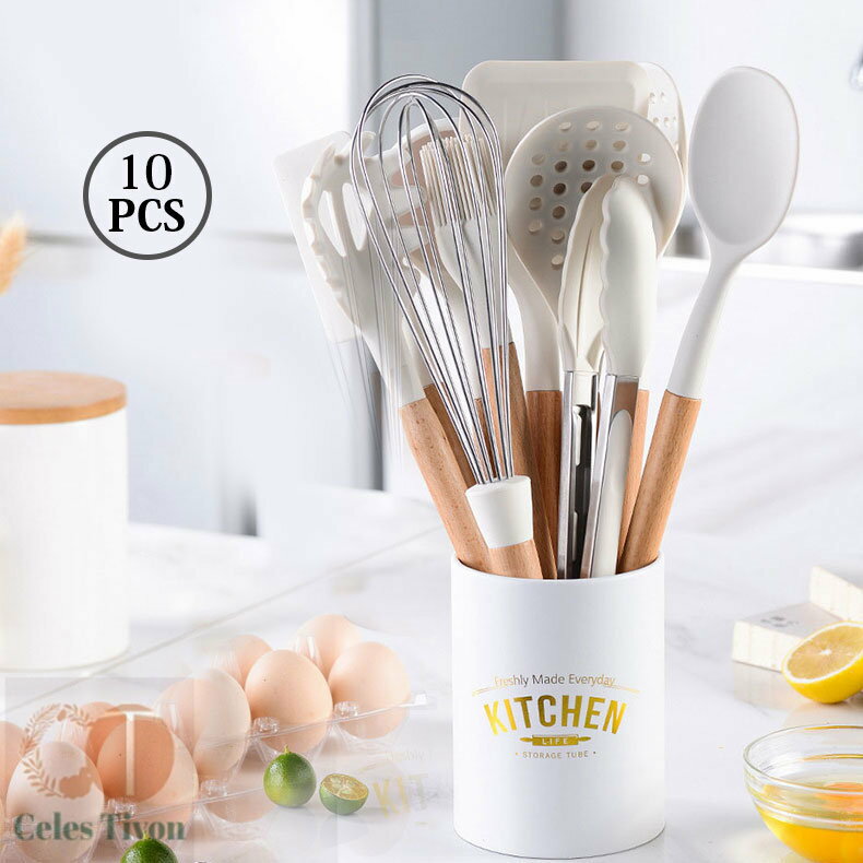 【10点セット】 キッチンツール シリコン製 キッチンツールセット 調理用品 調理器具 収納容器付き キ..