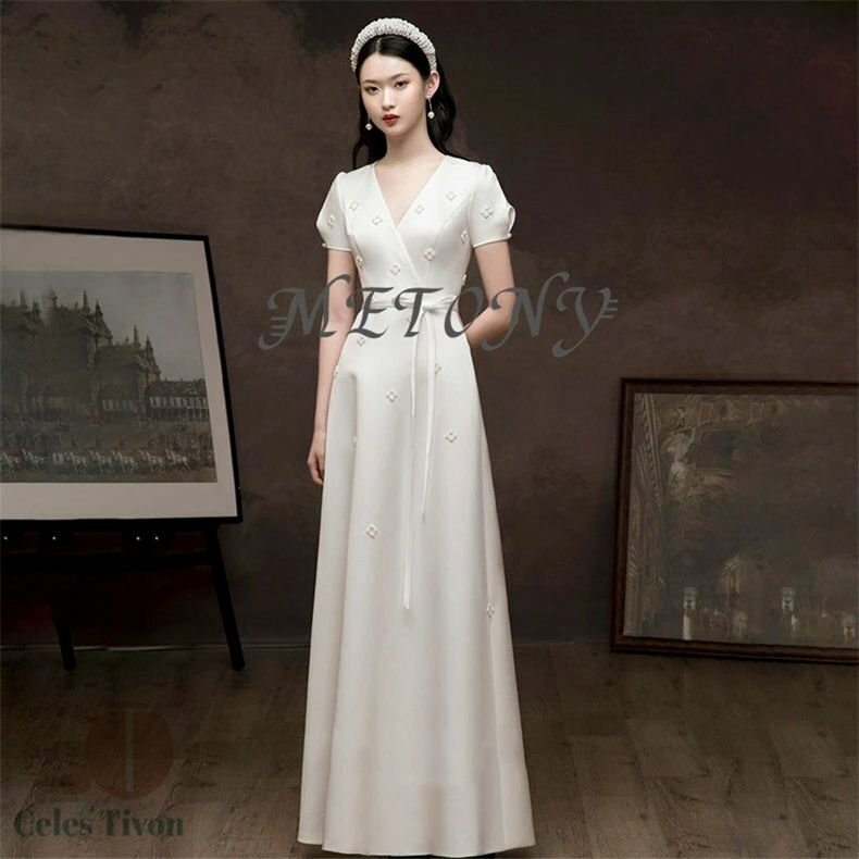 海外挙式 wedding dress 花嫁 二次会 ブライダル ウェディングドレス オフショルダー 結婚式 前撮りドレス サテン シンプル ロングドレス 海外旅行 リゾートドレス 挙式 フォーマル プリンセス パーティードレス レディース 成人式 演奏会 セミオーダー