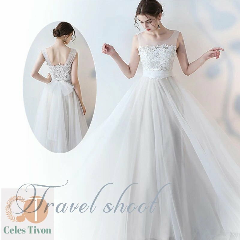 パーティードレス Aライン ウエディングドレス 長袖 ブライダル 手作り レース 白 トレーン 韓国 オフショルダー フォーマルドレス 大..