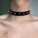 首輪 チョーカー ショットネックレス レザー パンク PUNK レザー スパイク 鋲 ブラック レザーベルトネックレス アクセサリー ロックファッションV系 ギャル ハロウィン コスプレ イベント