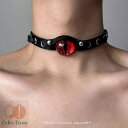首輪 チョーカー 人間用 パンク PUNK レザー 赤い眼 悪魔の眼 ブラック レザーベルトネックレス アクセサリー ロックファッションV系 ギャル ハロウィン コスプレ イベント