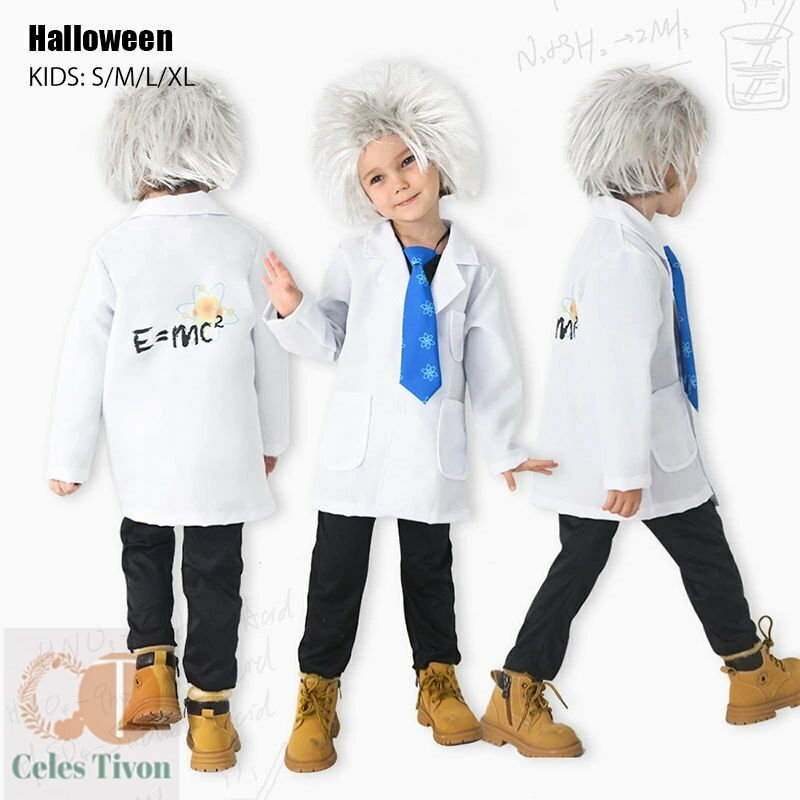 子供 コスプレ衣装 科学者 天才 アインシュタイン ドクター イベント 仮装 ウィッグ付き 男の子 女の子 イベント ハロウィン クリスマス 演出 新劇