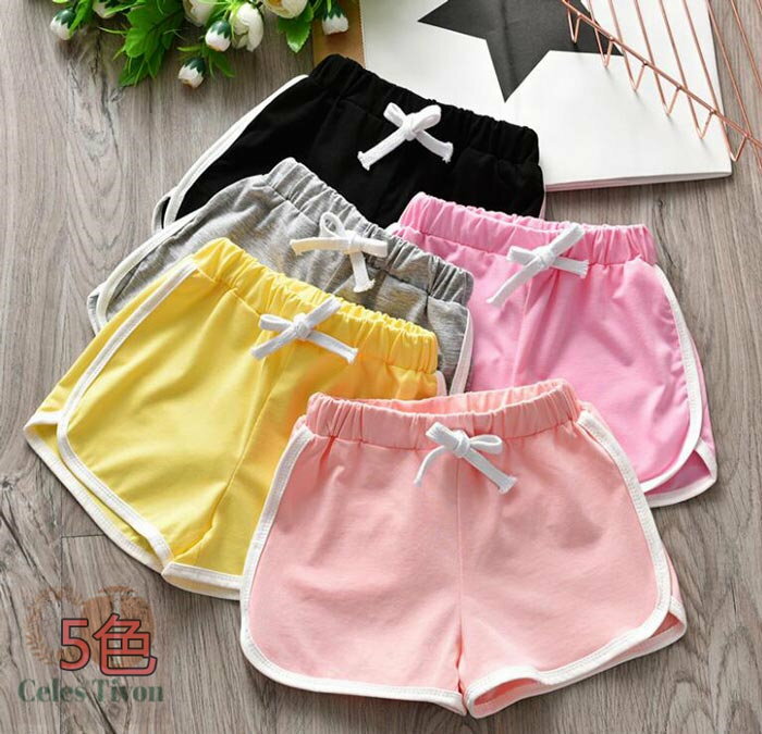 送料無料 子供用 ショートパンツ ホットパンツ ボトムス スウェット ウエストゴム ウエスト紐 運動着 ..