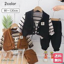 ビー服 上下セット 3点セット ボーダー柄 ベスト 子供服 男の子 女の子 80 90 100 110 120 セットアップ 子供服 上下セット ジャケット ア...