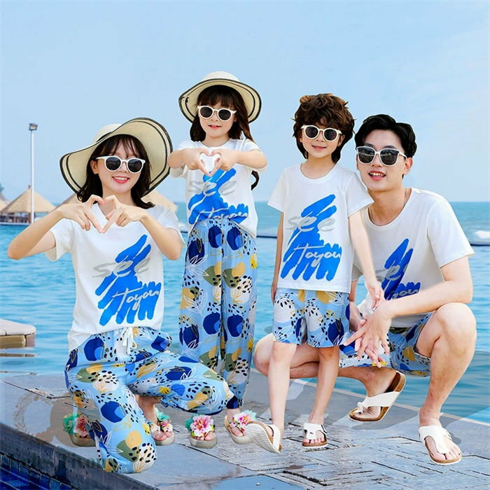 親子コーデ セットアップ 夏服 親子服 親子 ペアルック 親子 ペアtシャツ リンクコーデ 親子 セット 半袖tシャツ ショートパンツ 2点セット サルエルパンツ キッズ 子供服 男の子 女の子 上下セット リゾート アロハパンツ パパ ママ 夏 海 旅行 レディース メンズ 2