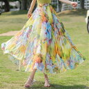 シフォンスカート ロング レディース ロングスカート 春夏 花柄 フレアスカート 夏 ふわふわ マキシスカート 総柄 春夏 トレンド お出かけ ふんわり リゾート 旅行 海 デート 花 お呼ばれ きれいめ 体型カバー 大きいサイズ 沖縄旅行