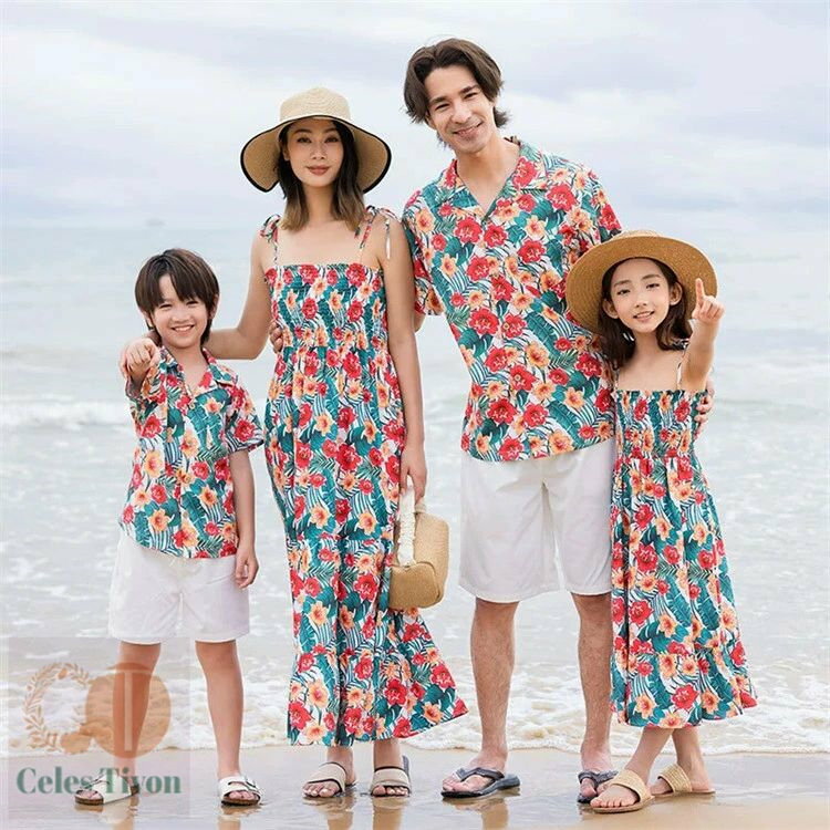 アロハシャツ メンズ 花柄 親子ペア ワンピース 花柄ワンピース 男の子 女の子 親子コーデ レディース ..