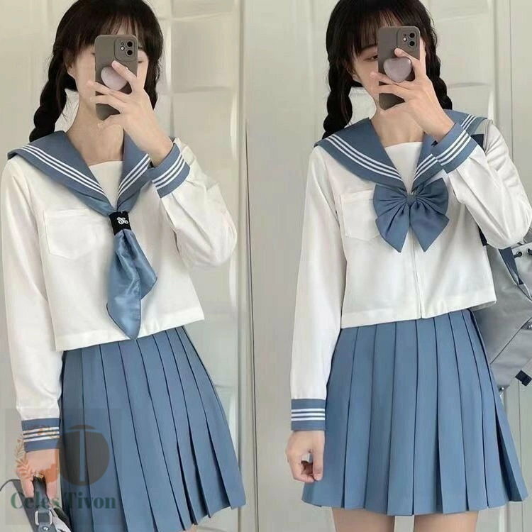 JK制服 レディース セーラー服 女の子 長袖セット 半袖セット 春秋 夏 コスチューム 学生服 上下セット 2点セット 3点セット 女子制服 学園祭 ハロウィン コスプレ衣装 スクール制服 卒業式 入学式 小学生 中学生 高校生 文化祭 ブルー