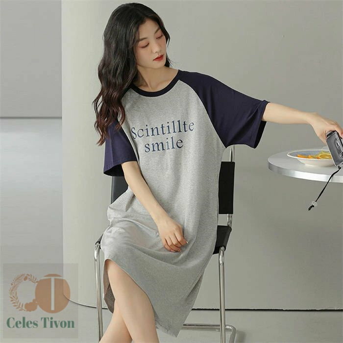 楽天celestivonルームワンピース レディース 夏用 パジャマ レディース 半袖 綿 快適 通気性 ネグリジェ 春夏 ホームウェア 柔軟 寝間着 無地 シンプル 30代 40代 20代 50代 ミドル丈