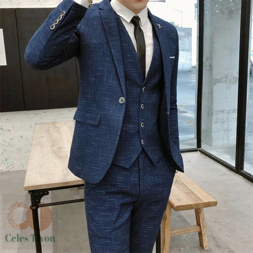 メンズ スーツ スリーピーススーツ スリムスーツ チェック柄 1つボタン 2つボタン ビジネススーツ 紳士服 結婚式 上下セット カジュアルスーツ パンツスーツ 春物 秋物 通年 3点セット 通勤 結婚式 二次会 宴会 入学式 卒業式 入園式 卒園式