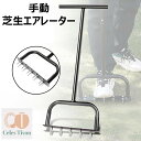 手動芝生エアレーター エアレーター 中空タイン芝生エアレーター 芝スパイク 手動プラグ 土壌旋削ツール 10個の鉄のスパイクがあります 道具 手動 プッシュタイン コアリング 芝生 ツール 芝生用穴あけ器 ガーデンツール 庭の手入れ道具 農業 牧場用 土壌