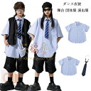 キッズダンス衣装 ストライプ柄 シャツ ブルー ダンスウェア 女の子 男の子 カジュアルシャツ 半袖 シャツ 舞台 団体服 演出服 応援団 練習着 子供ダンス hiphop K-pop 青シャツ ネクタイ 子供服 公演服 ステージ衣装 jazz 原宿系 トリートダンス ジャズダンス 110-180
