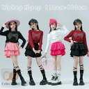 キッズ おしゃれ ダンス衣装 女の子 セットアップ かわいい 蝶結び柄 スパンコール Tシャツ ティアードスカート 黒 白 赤 粉 バラ 舞台 団体服 演出服 ...