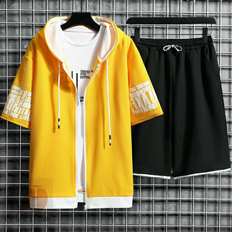 メンズ 夏 上下セット 半袖 接触冷感 無地 パーカー 上下セット 半袖 ロングパンツ ゆったり 大きいサイズ 吸汗速乾 お洒落 運動着 涼しげ カジュアル 夏物 夏 2023 新品