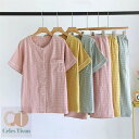 パジャマ レディース 綿100% 半袖 前開き 春 秋 ビエラ素材 ルームウェア 可愛い チェック 七分パンツ ソフト加工 コットン素材 春 入院 シャツパジャマ 新生活 春 夏向き tシャツ パンツ 2点セット ロングパンツ おそろい 女性 女の子 ママ 介護 送料無料
