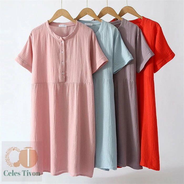 ダブルガーゼ パジャマ ネグリジェ レディース ルームウェア 長袖 綿100% 部屋着 ワンピース ルームワンピース 肌に優しい コットン ガーゼ ミモレ丈 透...