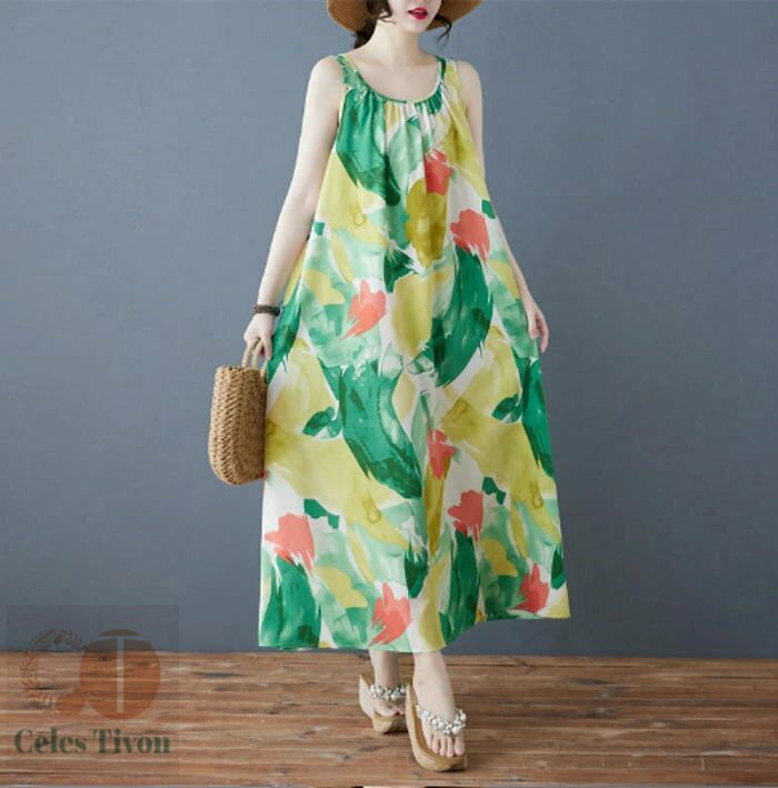 キャミワンピース ノースリーブワンピース シフォン ノースリーブ ワンピース Uネック マキシワンピース レディース 夏 マキシ丈 Aライン ゆったり 体型カバー 大きいサイズ シンプル おしゃれ きれいめ 涼しい 秋 大人可愛い