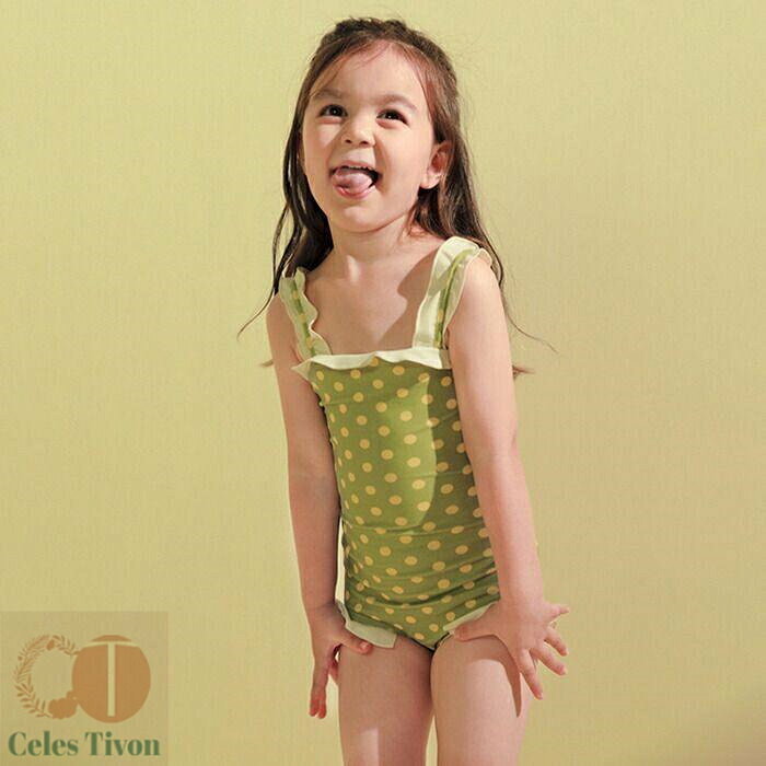 キッズ 水着 子供水着 女の子 ins 韓国 水玉 80 90 100 110 120 130 140　ベビースイミング 小学校 入..