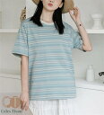 Tシャツ 綿 ボーダー柄 レディース 新作 半袖 ラウンドネック tシャツ プルオーバー コットンシャツ トップス 春 夏 デザイン感 綿T コットン 配色 カ...