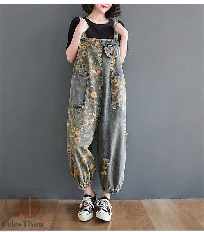 サロペット パンツ オールインワン レディース パンツドレス デニム パンツ オーバーオール デニム サロペットパンツ 花柄 体型カバー 着痩せ ロング丈 カジュアル きれいめ 大きいサイズ オシャレ 可愛い 春 夏 夏服 20代 30代 40代 50代 送料無料