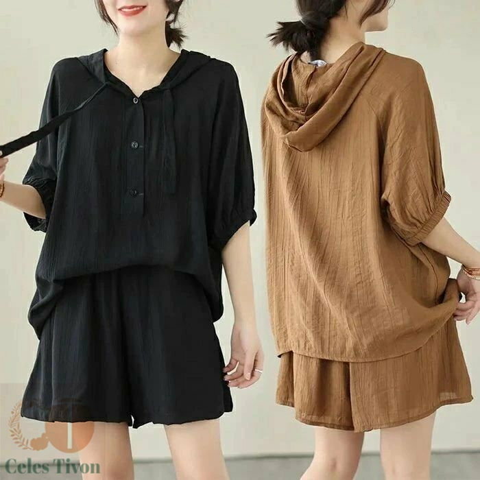 ルームウェア 部屋着 レディース 半袖 tシャツ フード付き カットソー トップス ショートパンツ 2点 セット 短パン ポケット付き ルーム