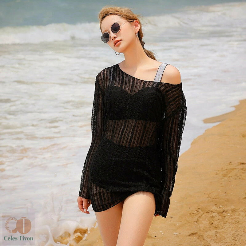 ビキニ水着 ラッシュガード 体型カバー 3点セット レディース タンキニ スポーツ タンクトップ みずぎ 長袖 メッシュ 速乾素材 UVカット 大人 ジュニア 大きいサイズ 韓国 露出控えめ ブラック 10代 20代 30代 海辺 修学旅行 リゾート ビーチ 温泉 プール