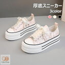 厚底スニーカー 4.5cm パール レディース カジュアル ジュニア キャンバス ローカット 春夏秋 コートシューズ 通気性 シンプル ベーシックスニーカー 紐...