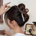 バンスクリップ 2個セット ヘアクリップ ヘアアクセサリー 髪どめ ヘアアレンジ 大粒パール しっかりまとめ髪 簡単 バレッタ ハーフアップ 大きい 大きめ 韓国風 黒 ブラウン シンプル かわいい ヘアアクセ レディース 大人 上品 結婚式 パーティ ギフト プレゼント(4)