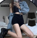 ハイウエスト デニム ショートパンツ レディース パンツ 大きいサイズ 黒 可愛い ショーパン ストレッチ シンプル ストリート 大人 ボトムス オトナ女子 シ...