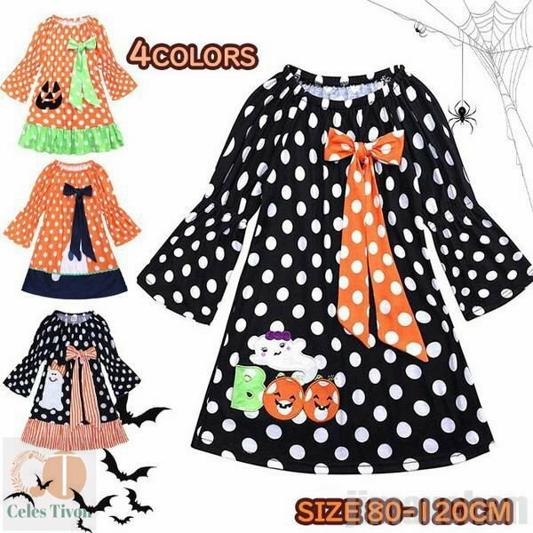 新生活 気楽 ハロウィン ベビー服 女の子 長袖 子供 ハロウィン仮装 ワンピース 長袖ワンピース ロング丈 子供着 ベビー 幼稚園 キッズ 子供 変身 お出か...