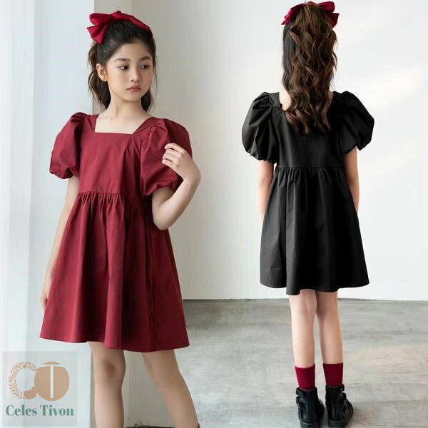 新生活 気楽 レッド ブラック 着痩せ デザインワンピース キッズ シンプル おしゃれ 可愛い ワンピース キッズ ジュニア 子供服 ファッション フランス風 ...