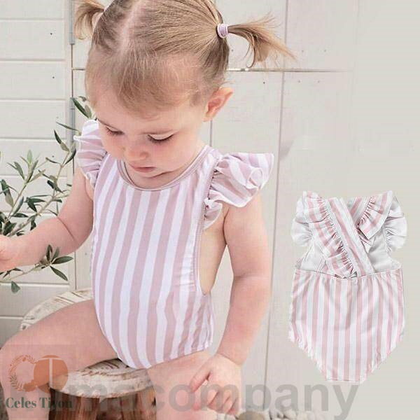 おすすめ身長75・85cm 水着 女の子 赤ちゃん ストライプ キャップ付き 2点セット ベビー 女児 ワンピース 子供用 こども c-yongyi-12560...