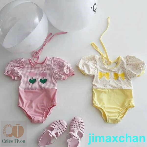 新生活 水着 女の子 ベビー水着 ワンピース 2点セット 女児 子供用 こども みずぎ かわいい 赤ちゃん レッスン ワンピースデザイン 90-130cm