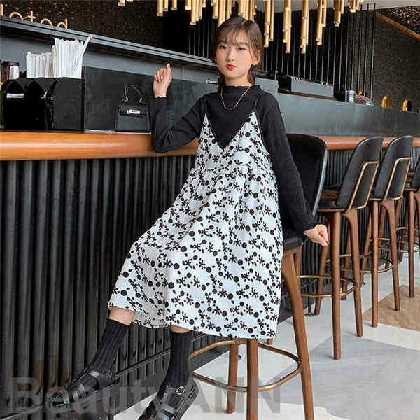 新生活 セットアップ 子供服 サロペット 女の子 ワンピース キッズ ニット+サロペット 長袖 ブラウス 2点セット 子供 サスペンダースカート 韓国子供服 プ...