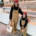 新生活 親子 ペアルック セットアップ サロペット 親子コーデ 秋春着 親子ペア 長袖シャツ リンクコーデ 上下セット ペア長袖シャツ パンツ ズボン ワンピー...