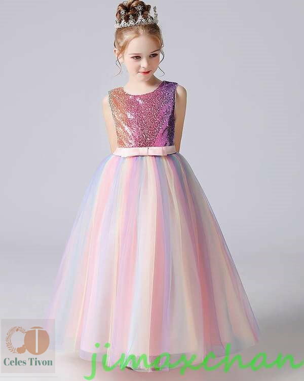 新生活 サマー /120-170cm 子供服 女の子ワンピース ドレス カラードレス フラワーガール 丸首 花編 演出 お嫁さん/ピアノ 発表会・結婚式・七五三