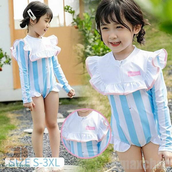 新生活 気楽 ワンピース水着 子供水着 キッズ 女の子 みずぎ 長袖 オールインワン 肩スクール水着 スイミング ベビー ベビー水着 女児プール 保育園 幼児園...