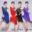 ラテンダンス衣装 ワンピース 社交ダンス衣装 練習着 上品 ダンスウェア ダンス衣装 フリンジワンピース コスプレ イベント カジュアル ステージ衣装 4色 レ...