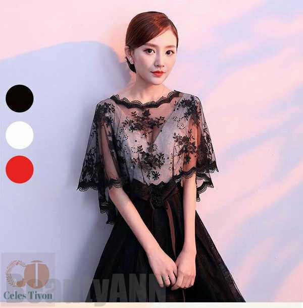 新生活 ボレロ 結婚式 ショール ボレロ パーティボレロ パーティーショール 結婚式ボレロ フォーマルショール ストール ビジューショール レッド ブラック オ...