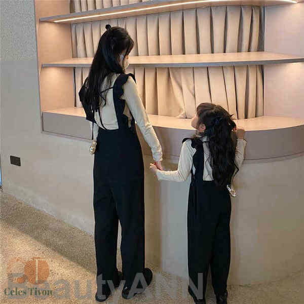 新生活 親子 ペアルック セットアップ サロペット 親子コーデ 秋春着 親子ペア 親子ペアルック 長袖シャツ リンクコーデ 上下セット ペア長袖シャツ パンツ ...