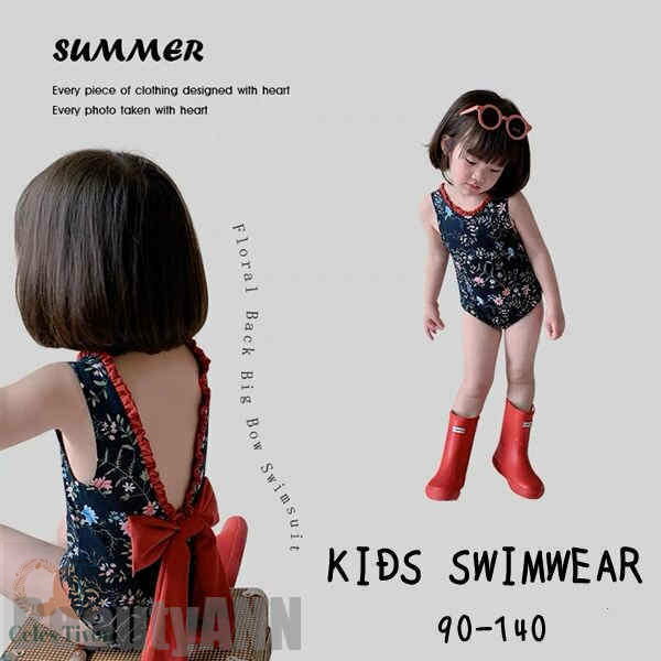 新生活 キッズ 水着 ノースリーブ リボン 花柄 海 プール 水遊び ベビー 学校用水着 幼稚園 保育園 海水浴 女の子 スイムウェア 夏 かわいい キッズ水着...