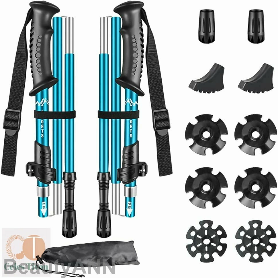 トレッキングポール 2本セット 5段伸縮式 折りたたみ 超軽量 トレッキングステッキ アルミ製 登山ストック ウォーキングポール コンパクト 長さ調整可能 最小...