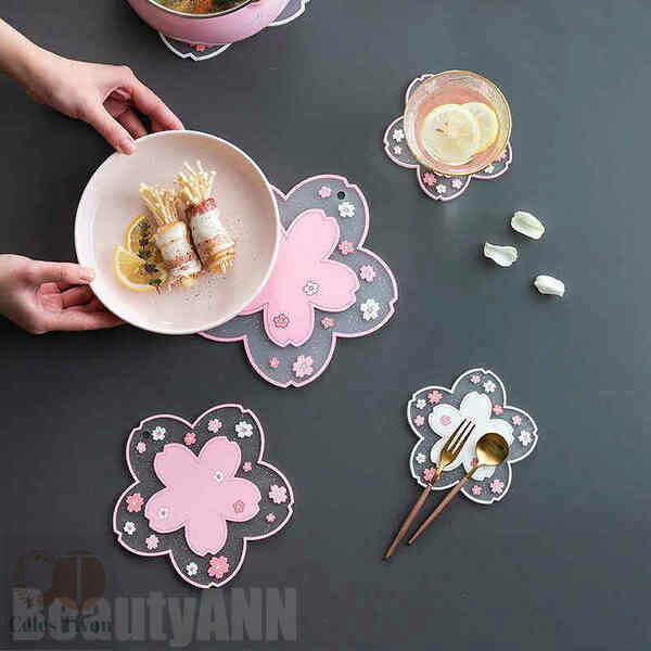 新生活 コースター 2点セット サクラ ガラス コップ 食器 酒器 皿 鍋 キッチン ダイニング テーブル 断熱シート おしゃれ 可愛い パーティー 結婚祝い ...