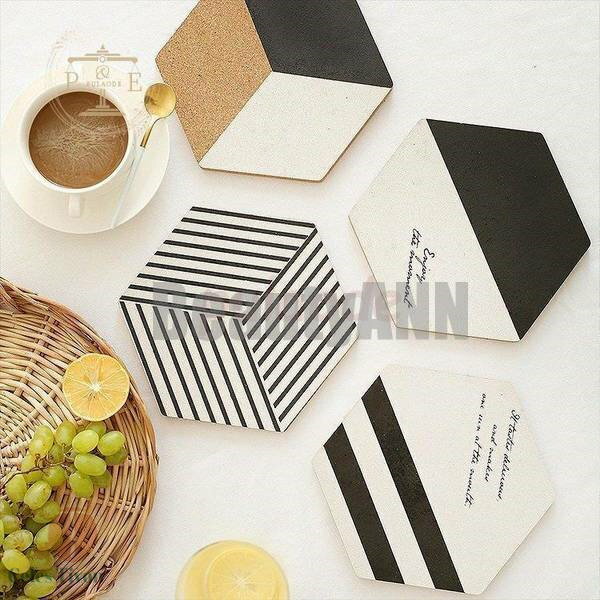 新生活 コースター おしゃれ 北欧 キッチン オシャレ gift プチギフト 誕生日祝い 新築祝い 引越し祝い 六角形 モノトーン コップ カップ プレゼント ...