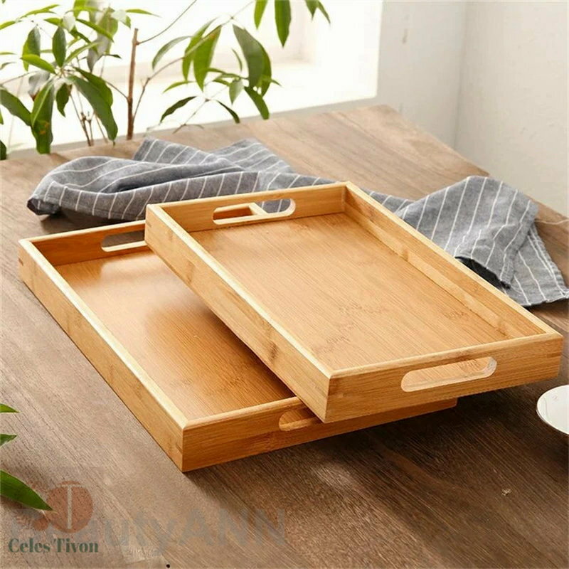 XLサイズ 38cm 大 トレー 天然木製 楠の竹 長角膳 ナチュラル 名入れ可能 トレイ お盆 会席膳 配膳 整理 ランチョンマット カフェ 北欧 雑貨 トレ...