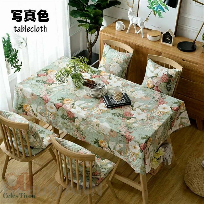 135*220cm テーブルクロス 現代 おしゃれ テーブルセッティング 布 四角形 長方形 綿 花柄プリント テーブルクロス お手入れ簡単 耐熱 防油 汚れ防...