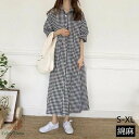 ワンピース レディース 夏 ロングワンピース 綿麻 大きいサイズ ギンガムチェック シャツワンピース 春 夏 秋 母の日 プレゼント